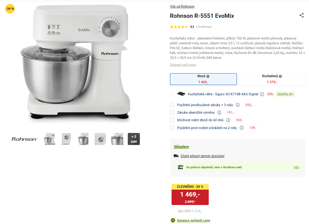 Kuchyňský robot Rohnson 3,5l, planetární