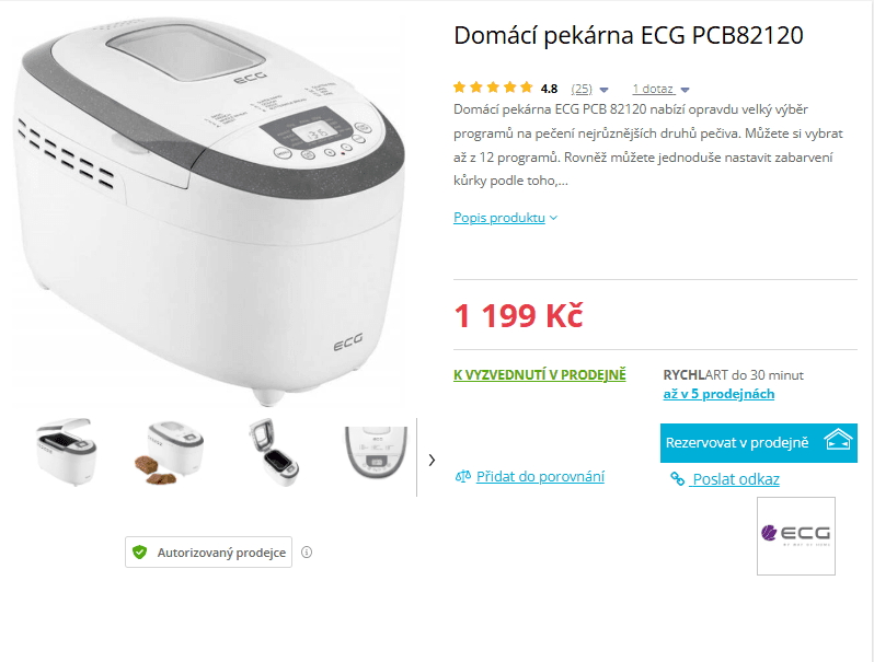 Domácí pekárna ECG 12prg, 1,25kg