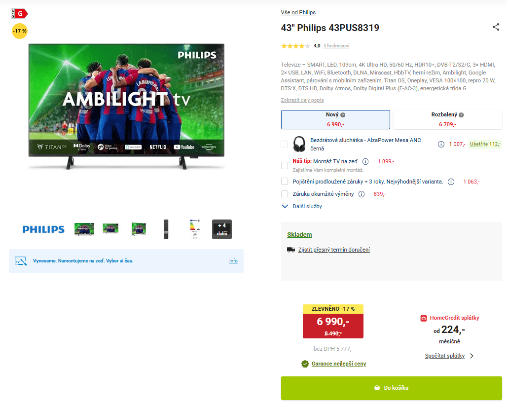 4K Ambilight TV, Atmos, 126cm, Philips